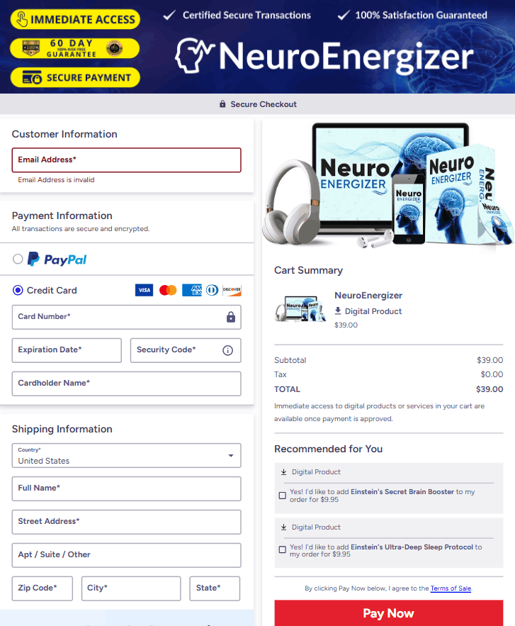 Neuro energizer-checkout-page